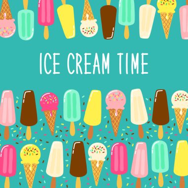 Şirin dondurma lezzetli koleksiyonu arka planda canlı için ideal renkler afiş, paket vb