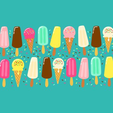 Şirin dondurma lezzetli koleksiyonu arka planda canlı için ideal renkler afiş, paket vb