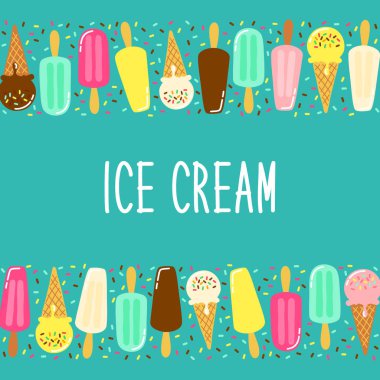 Şirin dondurma lezzetli koleksiyonu arka planda canlı için ideal renkler afiş, paket vb