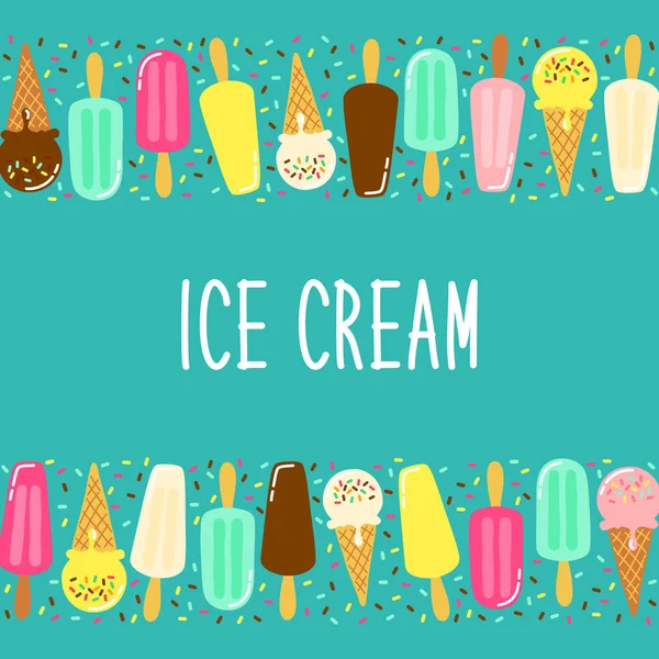 Fondo lindo de la colección del helado en colores sabrosos vivos ideales para los banners, el paquete etc. — Vector de stock