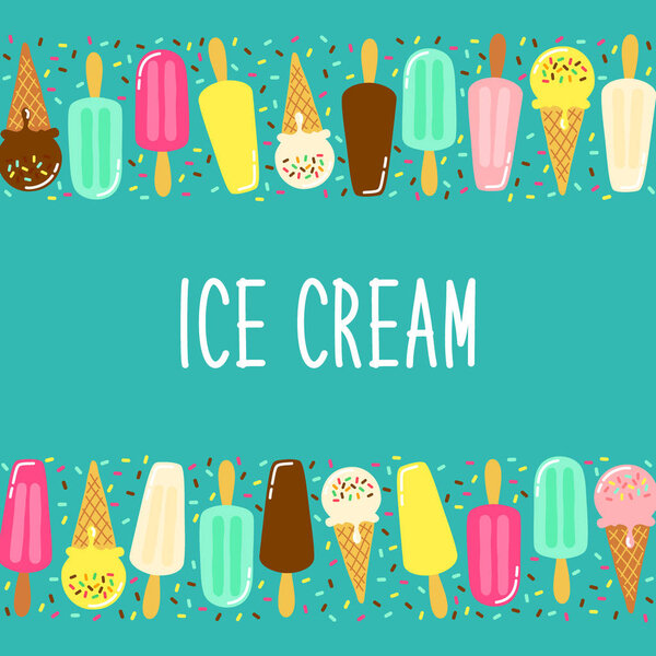 Cute Ice Cream collection background in vivid tasty colors ideal for banners, package etc