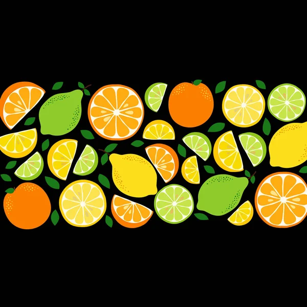 Cute Citrus Delight Fruits Lemon, Lime and Orange background in vivid tasty colors Royalty Free Stock Vectors