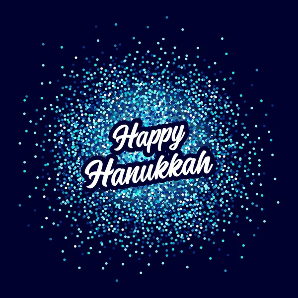 Luxo festivo feliz Hanukkah fundo com brilhos e brilho efeito e letras, pode ser usado como cartão de saudação, banner, cartaz ou design de panfleto — Vetor de Stock