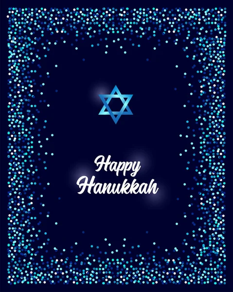 Luxo festivo feliz Hanukkah fundo com brilhos e brilho efeito e letras, pode ser usado como cartão de saudação, banner, cartaz ou design de panfleto — Vetor de Stock
