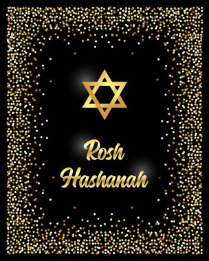 Altın ışıltılar ve ışıltılı etkisi ve yazı ile Lüks Festival Yahudi Yeni Yıl Rosh Hashanah arka plan