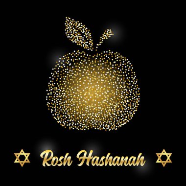 Altın ışıltılar ve ışıltılı etkisi ve yazı ile Lüks Festival Yahudi Yeni Yıl Rosh Hashanah arka plan
