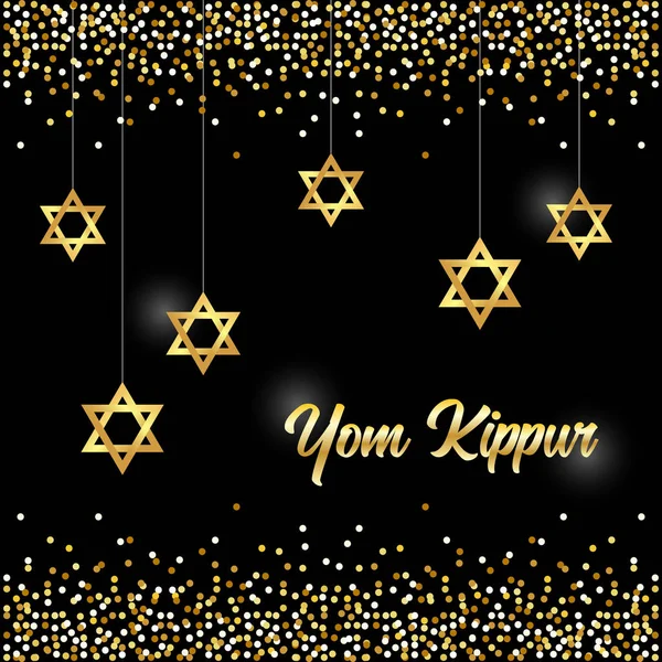 Luxe feestelijke Yom Kippur Joodse vakantie achtergrond met gouden sparkles en glinsterende effect en belettering — Stockvector