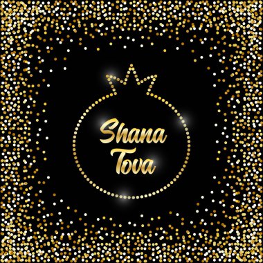 Altın ışıltılar ve ışıltılı etkisi ve yazı ile Lüks Festival Yahudi Yeni Yıl Rosh Hashanah arka plan