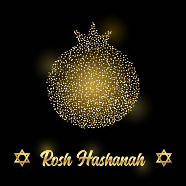 Altın ışıltılar ve ışıltılı etkisi ve yazı ile Lüks Festival Yahudi Yeni Yıl Rosh Hashanah arka plan