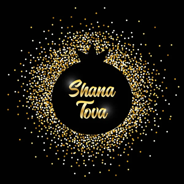Luxe feestelijke Joodse Nieuwjaar Rosh Hashanah achtergrond met gouden sparkles en glinsterende effect en belettering — Stockvector