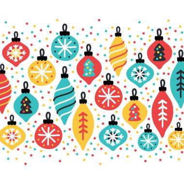 El çizilmiş Noel topları ile Sevimli Noel Hazineleri arka plan