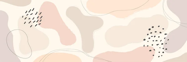 Bellissimo modello di banner per social media pastello con composizione minima di forme organiche astratte in stile collage contemporaneo alla moda — Vettoriale Stock