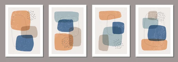 Set med minimala affischer med abstrakta organiska former sammansättning i trendig modern collage stil — Stock vektor