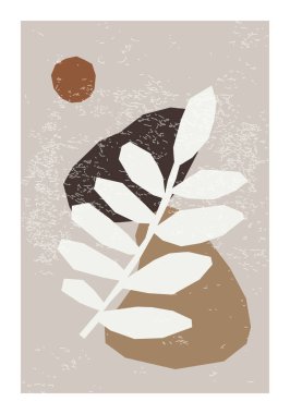 Modern kolaj tarzında soyut organik şekillere sahip minimal duvar sanat posteri