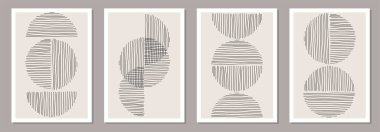 Soyut yaratıcı asgari sanatsal el çizimi kompozisyonların moda kümesi