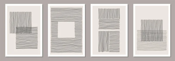 Conjunto moderno de abstrato criativo minimalista artística mão desenhada composição — Vetor de Stock
