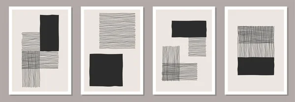 Conjunto moderno de abstrato criativo minimalista artística mão desenhada composição — Vetor de Stock