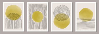 Soyut yaratıcı, asgari sanatsal el boyaması kompozisyonlar.