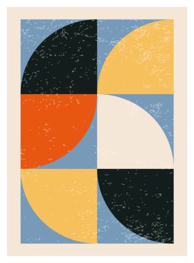 En az 20 'lik geometrik tasarım posteri, ilkel şekilli vektör şablonu