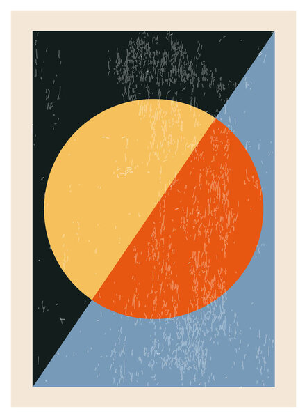 Minimal 20s geometric design poster, vector template with primitive shapes