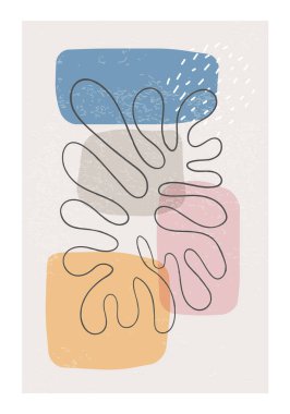 Matisse soyut organik şekilli çağdaş kolaj posterine ilham verdi