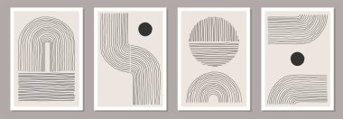 Soyut yaratıcı asgari sanatsal el çizimi kompozisyonların moda kümesi