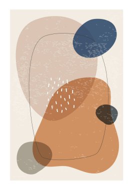 Modern kolaj tarzında soyut organik şekillere sahip minimalist tasarım posteri duvar dekorasyonu, kartpostal, kapak vesaire için kullanılabilir.