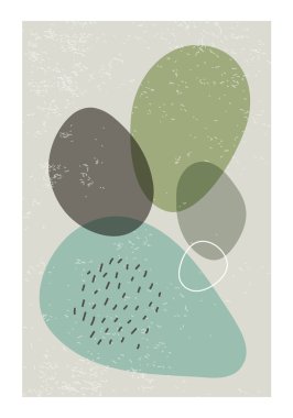 Modern kolaj tarzında soyut organik şekillere sahip minimalist tasarım posteri duvar dekorasyonu, kartpostal, kapak vesaire için kullanılabilir.