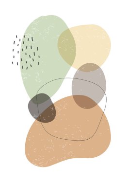 Modern kolaj tarzında soyut organik şekillere sahip minimalist tasarım posteri duvar dekorasyonu, kartpostal, kapak vesaire için kullanılabilir.