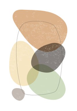 Modern kolaj tarzında soyut organik şekillere sahip minimalist tasarım posteri duvar dekorasyonu, kartpostal, kapak vesaire için kullanılabilir.