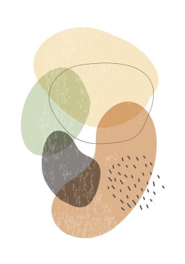 Modern kolaj tarzında soyut organik şekillere sahip minimalist tasarım posteri duvar dekorasyonu, kartpostal, kapak vesaire için kullanılabilir.