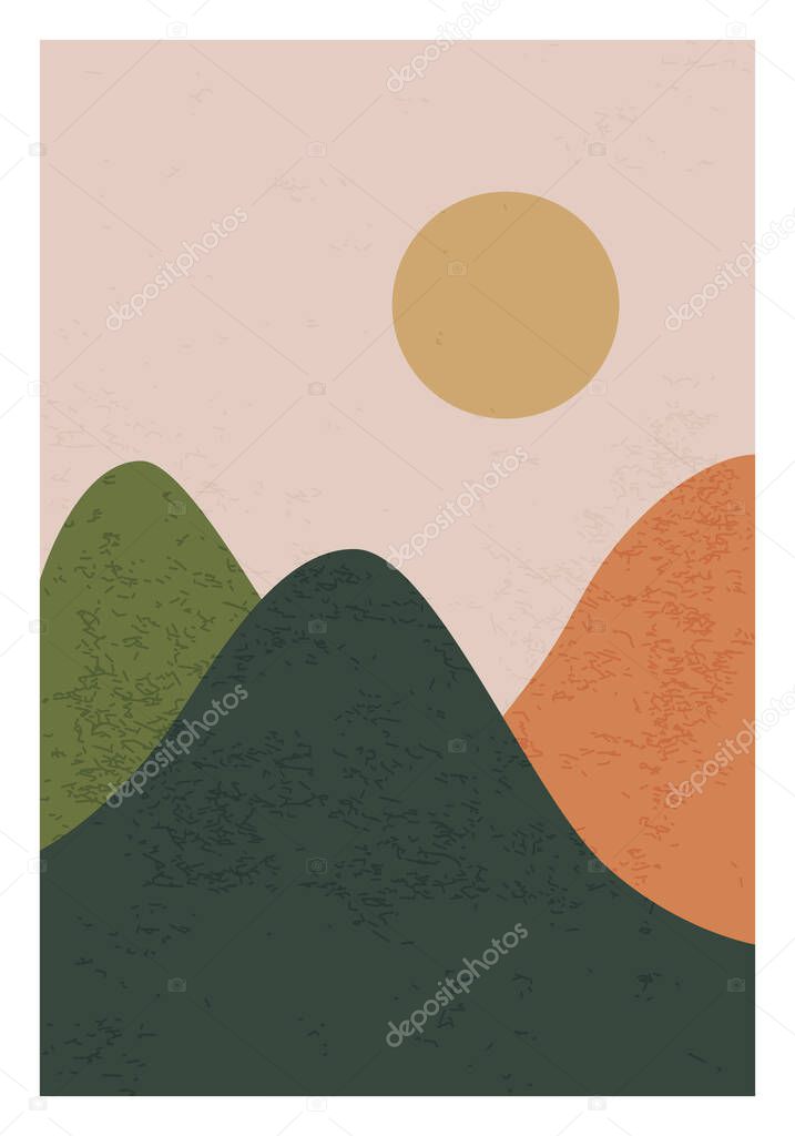 Trendy minimalist landscape abstract contemporary collage design