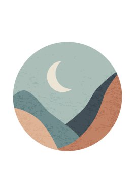 Moda minimalist manzara soyut modern kolaj, dağlar göl duvarı poster tasarımı