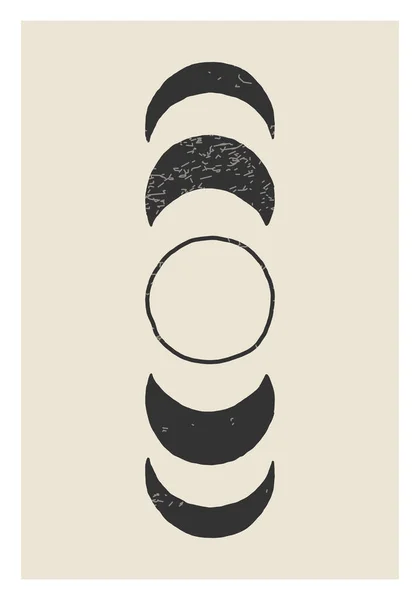 Trendy Moon Phases Poster Estetico Contemporaneo Astratto Decorazione Murale Stampa — Vettoriale Stock