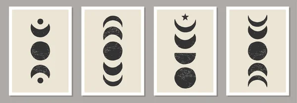 Trendy set of Moon Phases abstract contemporary aesthetic posters — Stock Vector