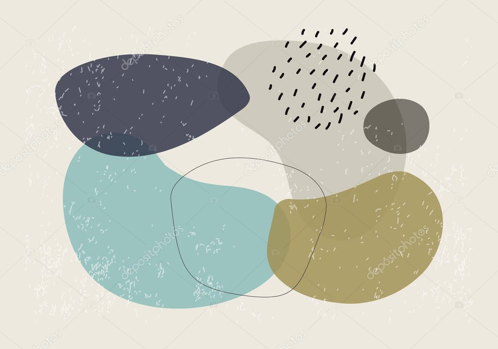 Minimalist design horizontal background with abstract organic shapes composition