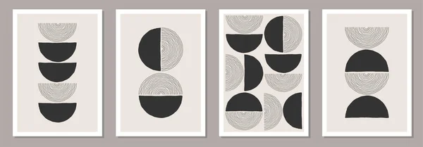 Conjunto moderno de composiciones abstractas creativas minimalistas dibujadas a mano — Archivo Imágenes Vectoriales