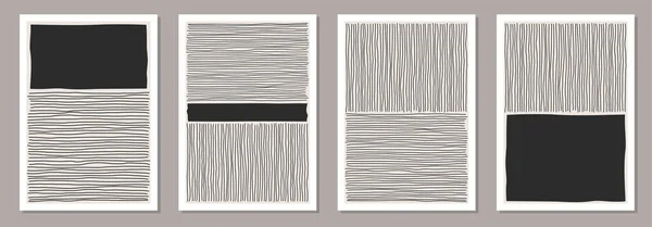 Trendy set abstracte creatieve minimalistische artistieke handgetekende compositie — Stockvector