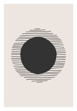 Modern soyut estetik, yaratıcı minimalist el yapımı duvar dekorasyonu için ideal kompozisyon, kartpostal veya broşür tasarımı, vektör çizimi