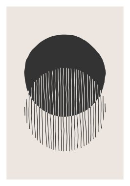 Modern soyut estetik, yaratıcı minimalist el yapımı duvar dekorasyonu için ideal kompozisyon, kartpostal veya broşür tasarımı, vektör çizimi