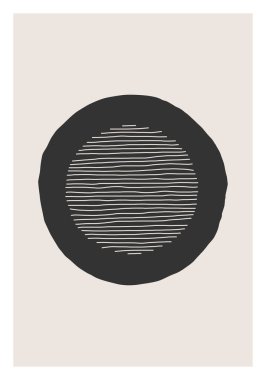 Modern soyut estetik, yaratıcı minimalist el yapımı duvar dekorasyonu için ideal kompozisyon, kartpostal veya broşür tasarımı, vektör çizimi