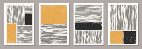 Trendy Reihe von abstrakten kreativen minimalistischen künstlerischen handgezeichneten Komposition — Stockvektor