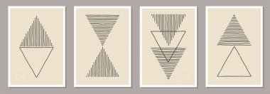 Soyut yaratıcı minimalist el yazması kompozisyon seti duvar dekorasyonu için idealdir, kartpostal veya broşür tasarımı, vektör illüstrasyonu