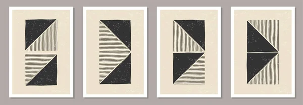 Trendig uppsättning abstrakta kreativa minimalistiska konstnärliga handritade komposition — Stock vektor