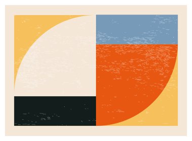 Minimalist 20 'ler geometrik soyut arkaplan tasarımı, vektör ilkel şekiller