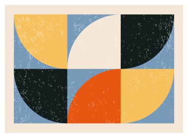 Minimalist 20 'ler geometrik soyut arkaplan tasarımı, vektör ilkel şekiller
