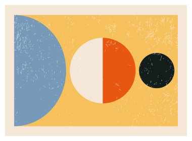 Minimalist 20 'ler geometrik soyut arkaplan tasarımı, vektör ilkel şekiller