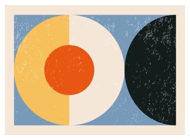 Minimalist 20 'ler geometrik soyut arkaplan tasarımı, vektör ilkel şekiller