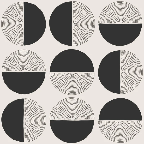 Trendigt minimalistiskt sömlöst mönster med abstrakt kreativ handritad komposition — Stock vektor