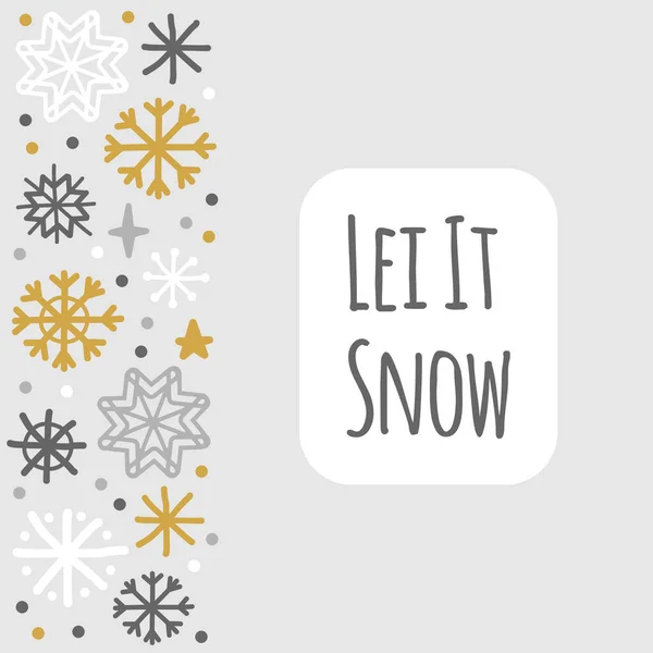 Милый скандинавский зимний фон с нарисованными вручную снежинками — стоковый вектор